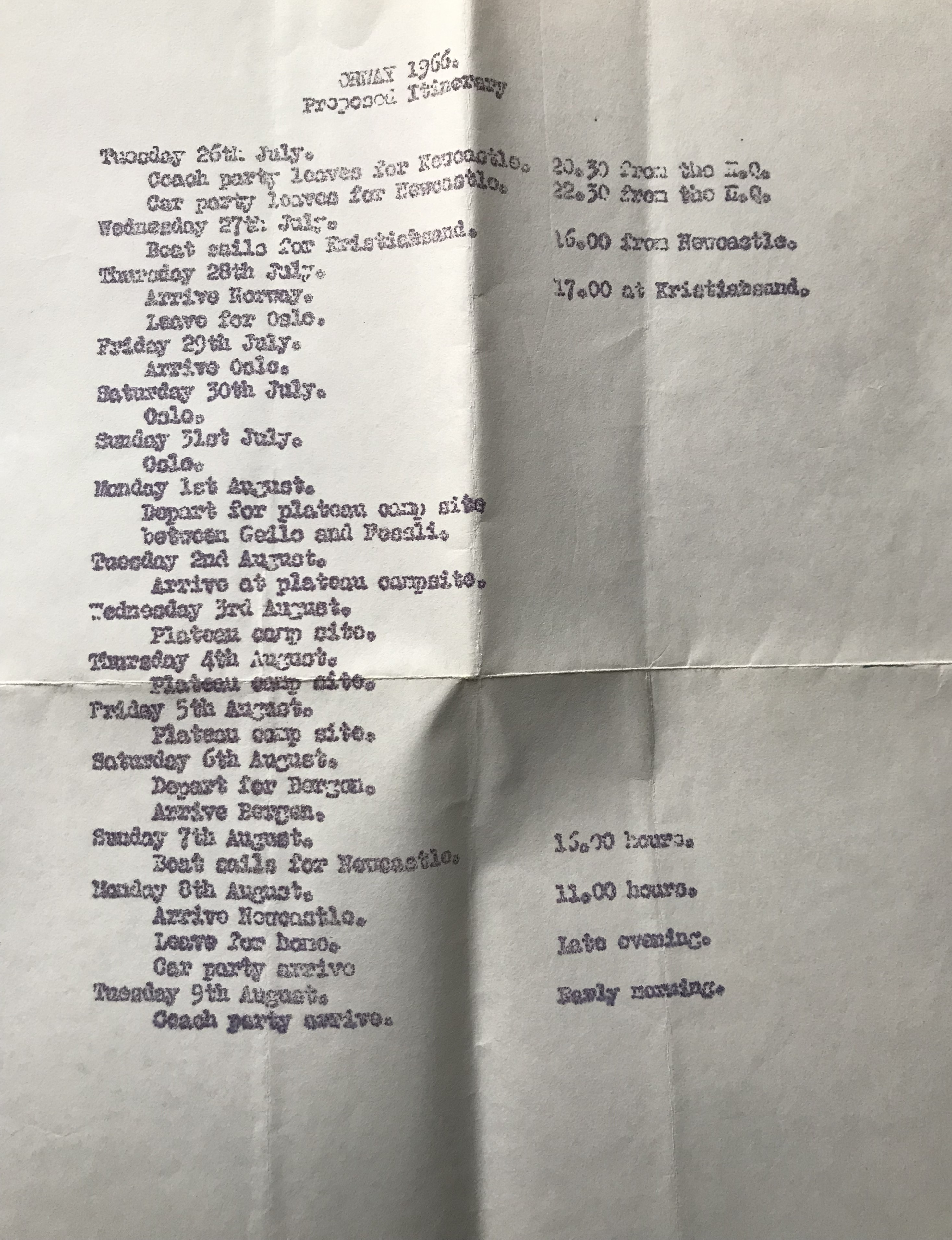 Itinerary 1966